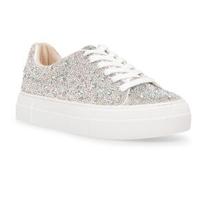Betsey Johnson Rhinestone Glittering Silver Sneakers
